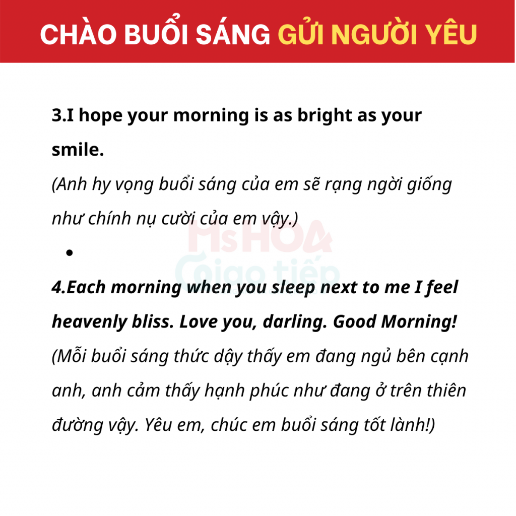 Cách chào buổi sáng người yêu trong tiếng Anh
